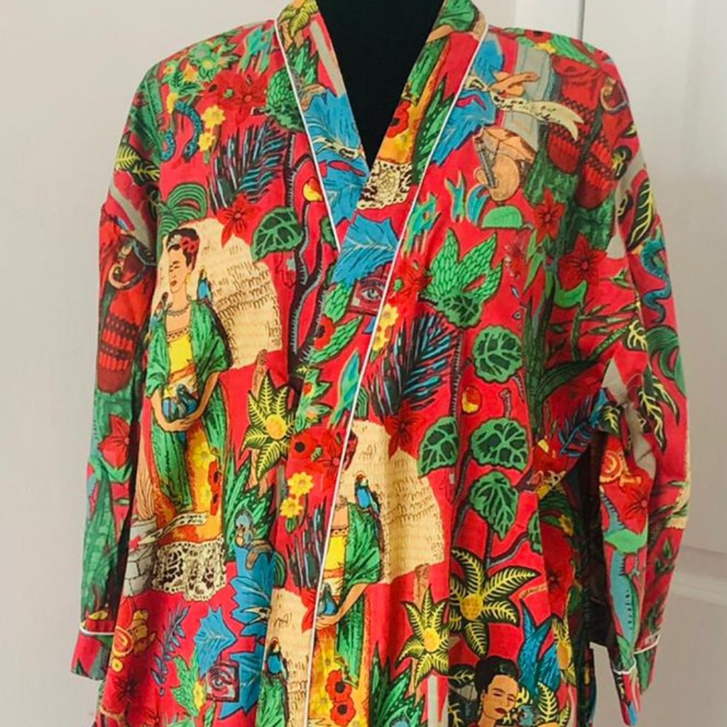 Brand New Frida Khalo Long Cotton KimonoBath Robes